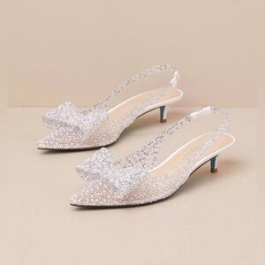 NWOT Betsey Johnson Lilla Slingbacks in Pearl Crystal Sz 6.5